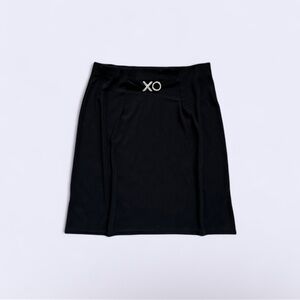 Vintage Wrapper Black Mini Skirt XO Charms Y2K Made USA L